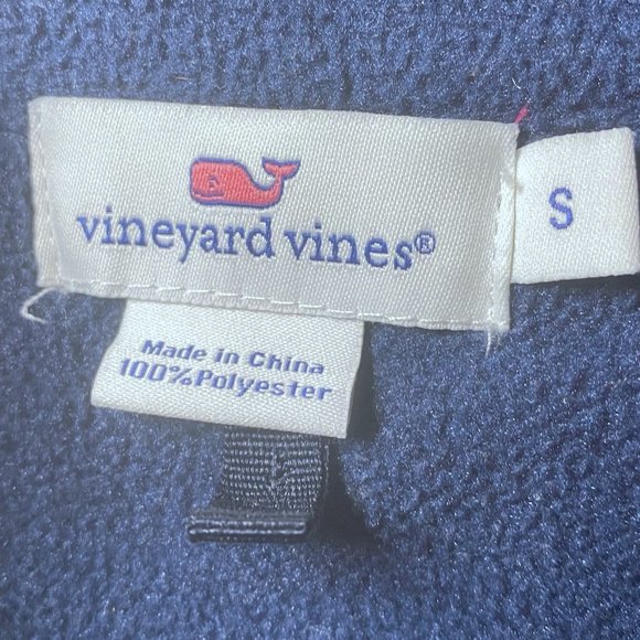 Vineyard Vines Womens Size Small Blue Pink Fleece Full Zip Up Vest Preppy Logo - Picture 2 of 9
